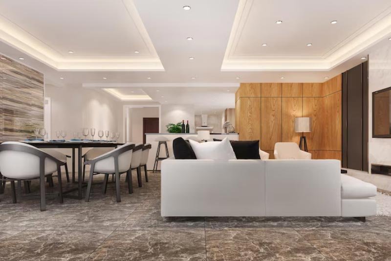 Gypsum false ceiling with cove lighting in Dubai